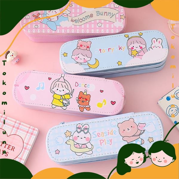 

Kotak pensil 2 tingkat lucu tempat pensil cute 2 layer kawai HB1376