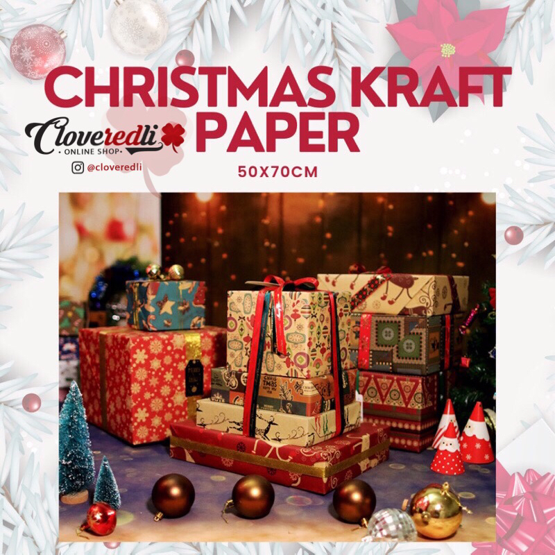 

Kertas Kado Natal mewah elegan/ Kertas Wrapping/ Fancy Paper Classic Motif Natal / Valentine / Cinta / Untuk Pacar
