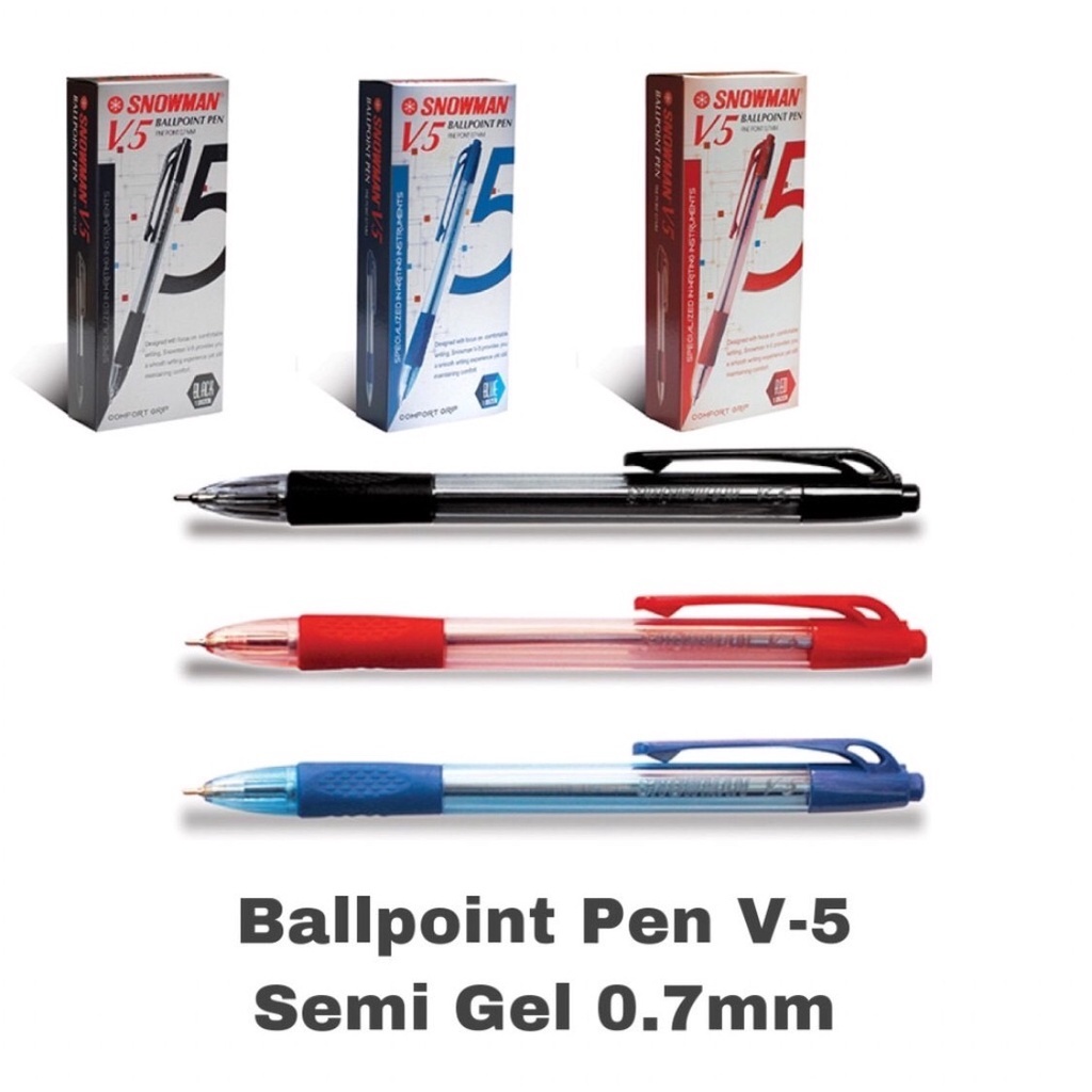 

Bolpen Snowman V-5 Hitam Biru Merah 0.7mm Pulpen Cetek Snowman