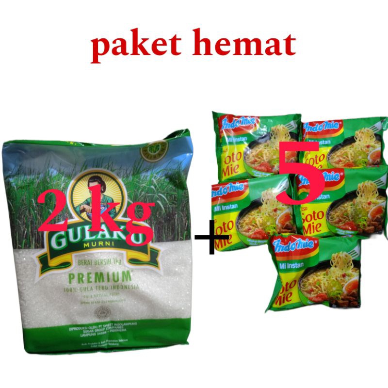 

PAKET GULA 2KG + 5 PCS INDOMIE RANDOM