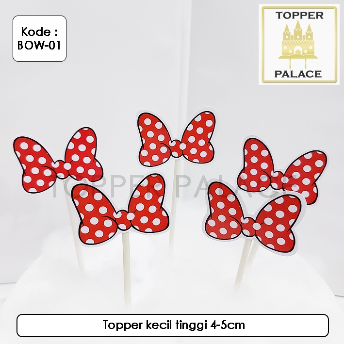 

BOW-01 Pita Minnie Mouse cake topper l cupcake topper - 5pcs