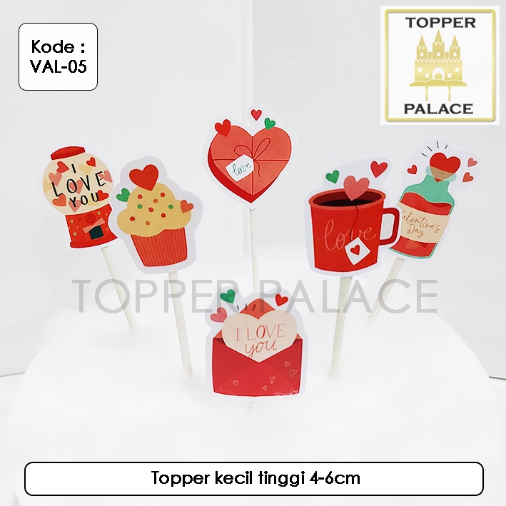 

VAL-05 Valentine day cake topper l cupcake topper - 6pcs