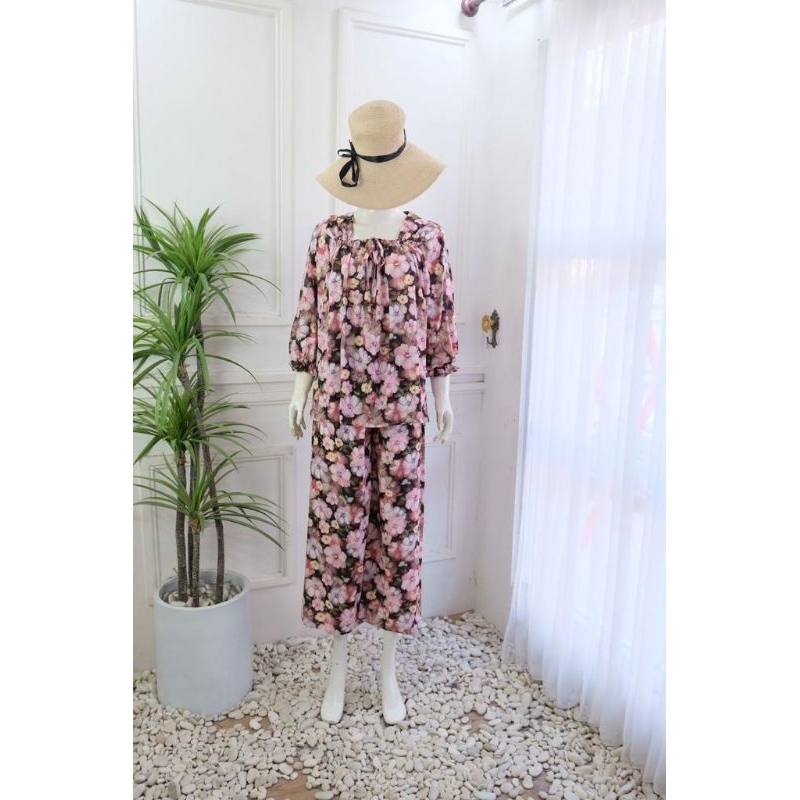 CLAUDY SET | Kerut Dada dan Lengan | Setelan Kekinian