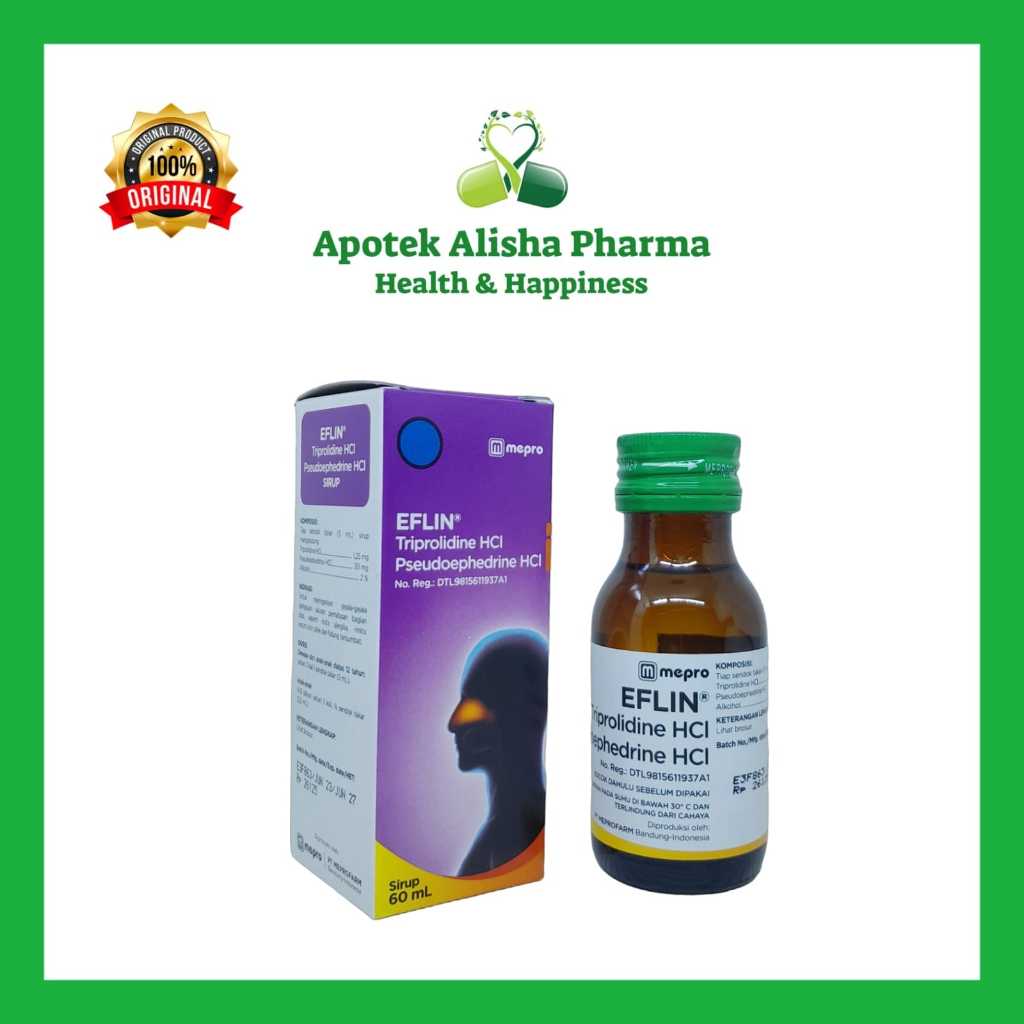 Eflin Sirup 60ml - Eplin Syrup Obat Flu Pilek Alergi Anak / Rhinitis / Hidung Tersumbat / Evlin