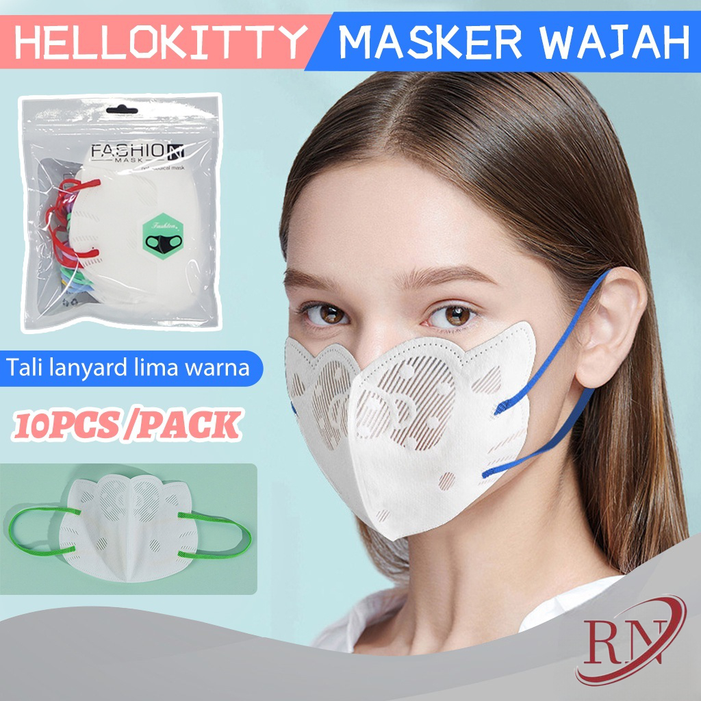RN Toko resmi Masker Duckbill Karakter Lucu Dewasa 1 pack 10 pcs Disposable Face mask Hello Kitty cu