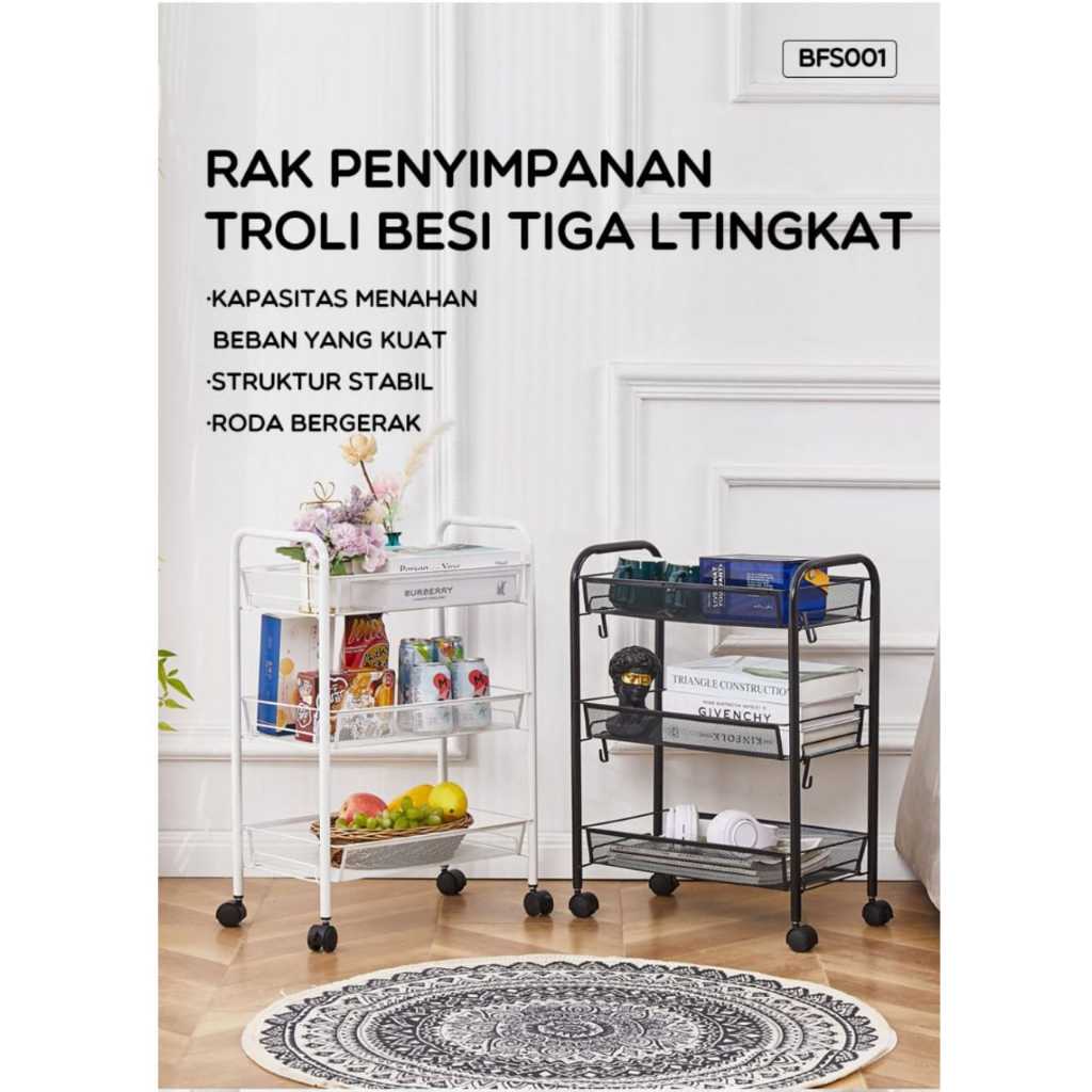 Rak Troli Besi Dapur Salon Serbaguna Bonbox Susun 3 atau Susun 4