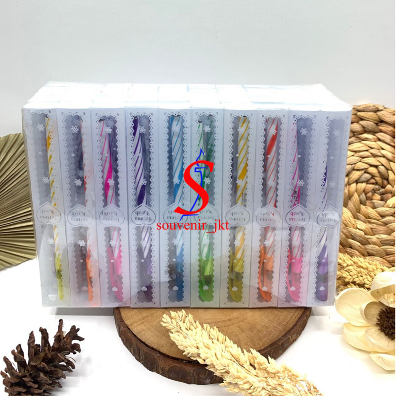 

50/100pcs Souvenir Pernikahan Pulpen Salur Pelangi warna warni kemas mika motif