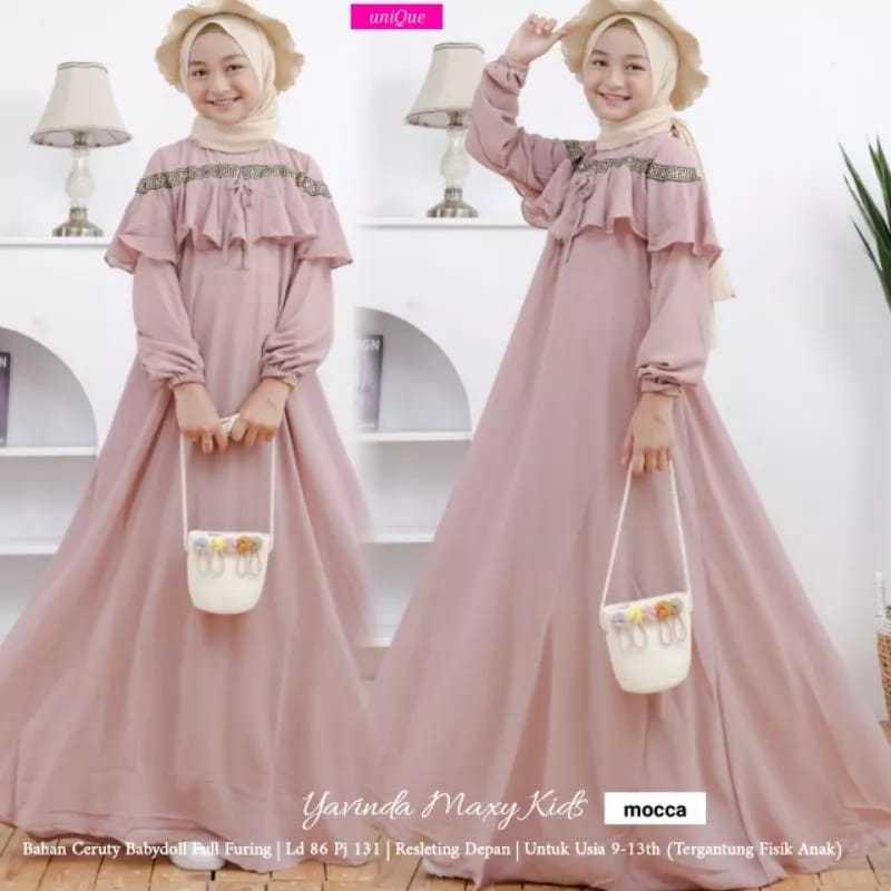 GAMIS ANAK PEREMPUAN TERBARU 2024 YERINDA BUSANA MUSLIM ANAK TANGGUNG BAJU MUSLIM ANAK USIA 10 11 12