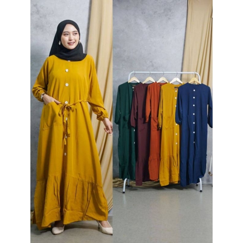 Gamis Andin Rempel bawah bahan Rayon super/Home dress Muslimah