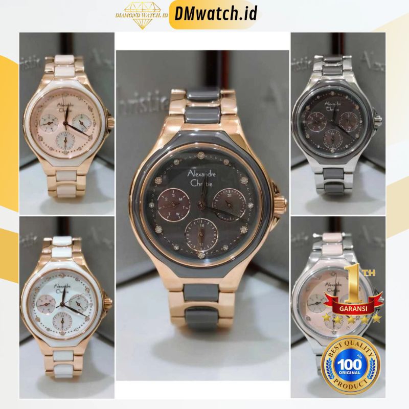 Jam Wanita Keramik Alexandre Christie AC2B03 AC 2B03 Original Garansi Resmi Alexander Christie