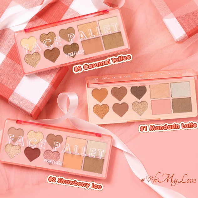 TERLARIS - PINKFLASH EYESHADOW Multi Face Pallete PF MO2 Zero Waste Color - Caramel Toffee, mandarin