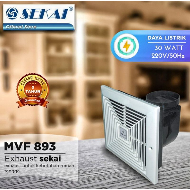 Exhaust Fan 8 inci 20cm Sekai MVF 893 / Kipas Angin Hisap Sekai 8" MVF893 Kipas Angin Hexos