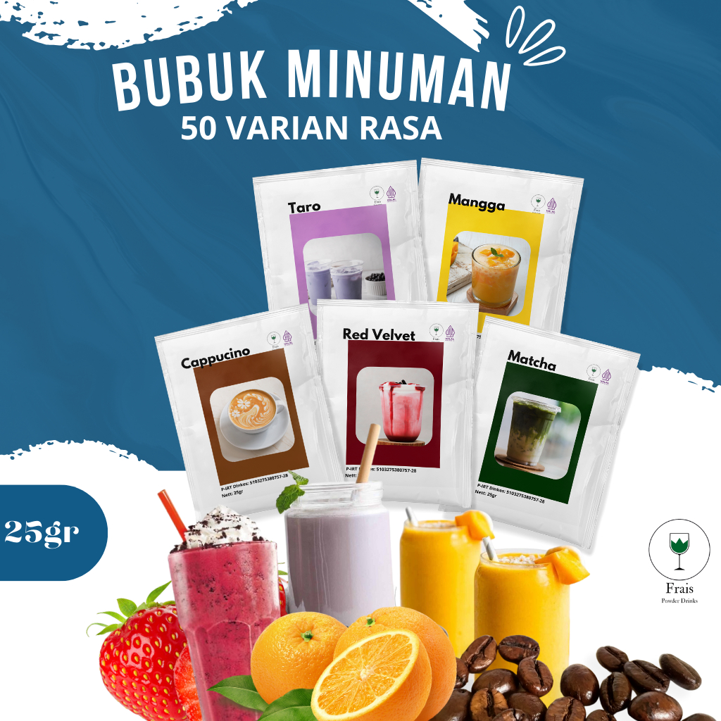 BUBUK MINUMAN RASA 25GR / SERBUK MINUMAN ANEKA RASA / BUBUK MINUMAN KEKINIAN / MINUMAN INSTAN / MINUMAN BOBA / BOBA DRINKS