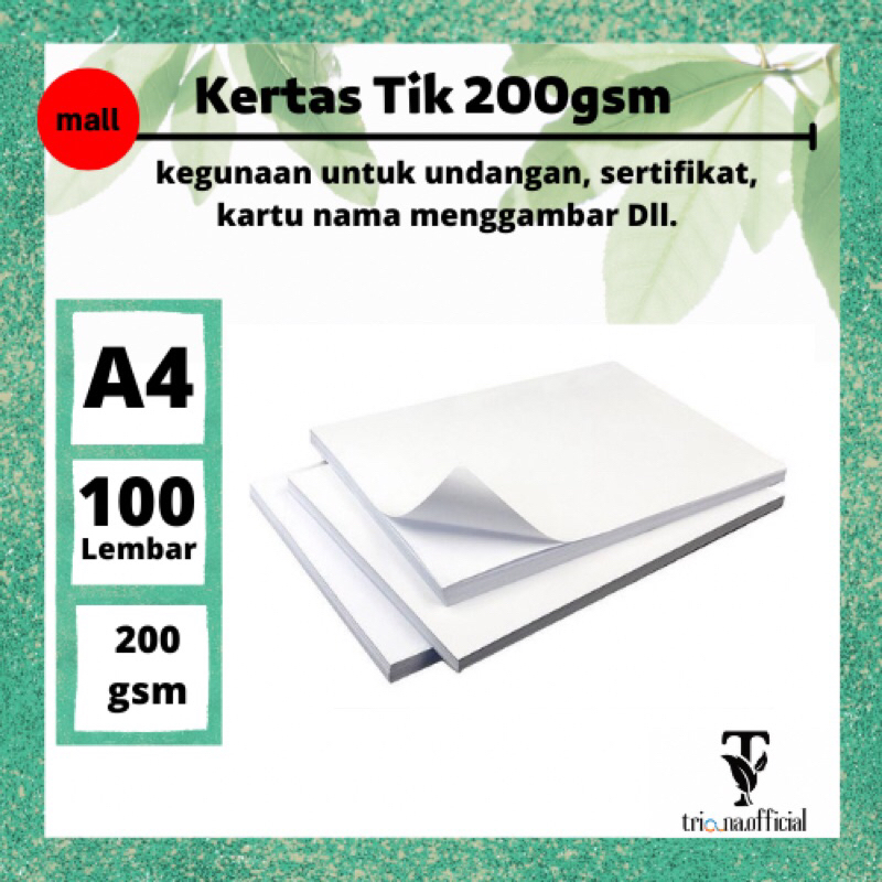 

100 lembar kertas TIK A4 200gsm