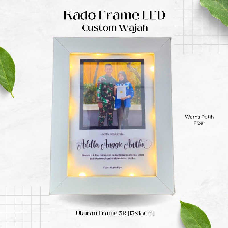 [ 1 Hari Jadi] Kado Frame 5R LED Cetak Custom Wajah Foto Hadiah Ultah/Wisuda/Nikahan