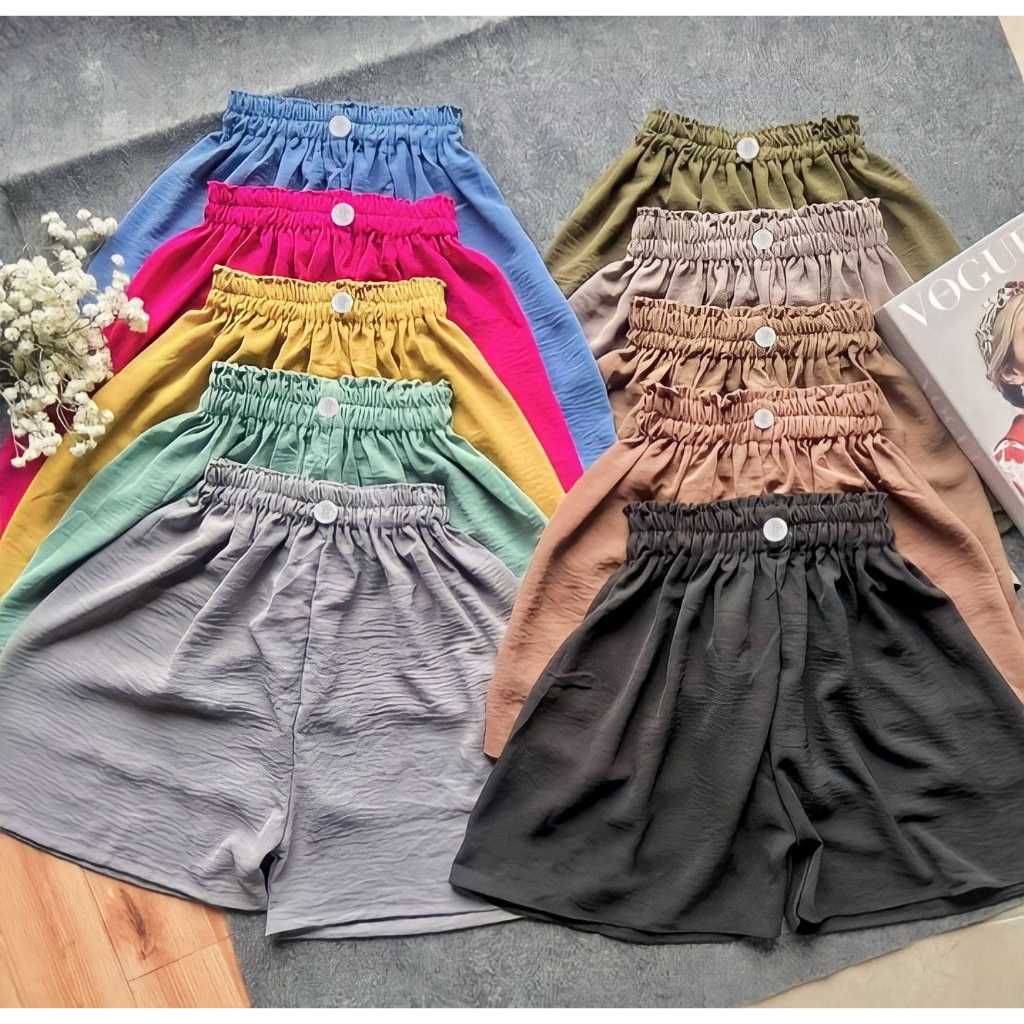 Hotpants Crinkle Kancing / Celana Pendek Wanita Crinkle Airflow / Daily Pants