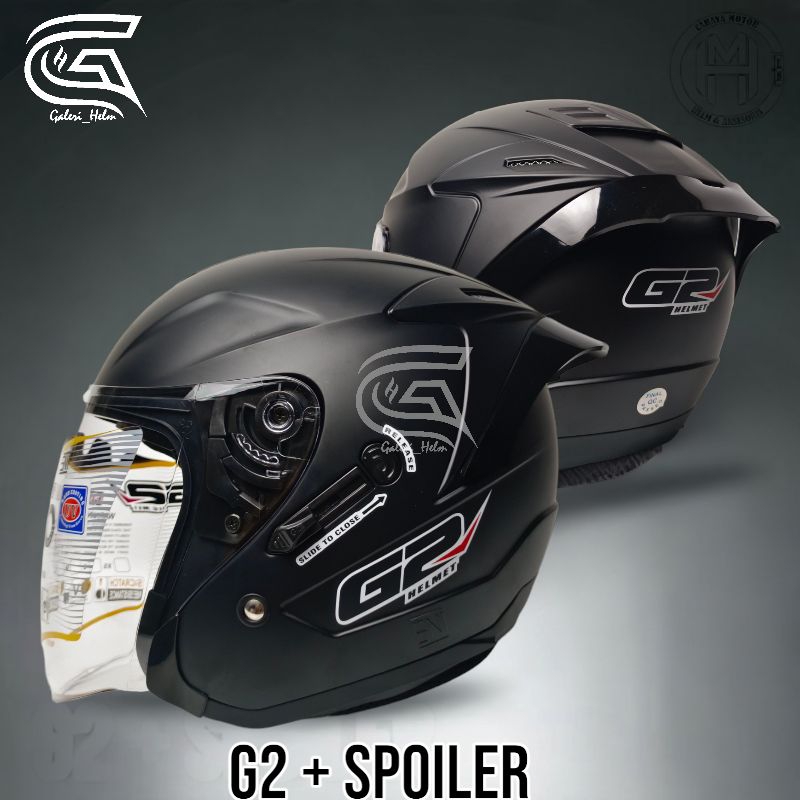 HELM G2 OPTIMAX SOLID HITAM DOFF|HALF FACE DOUBEL VISOR|INK DINAMIC