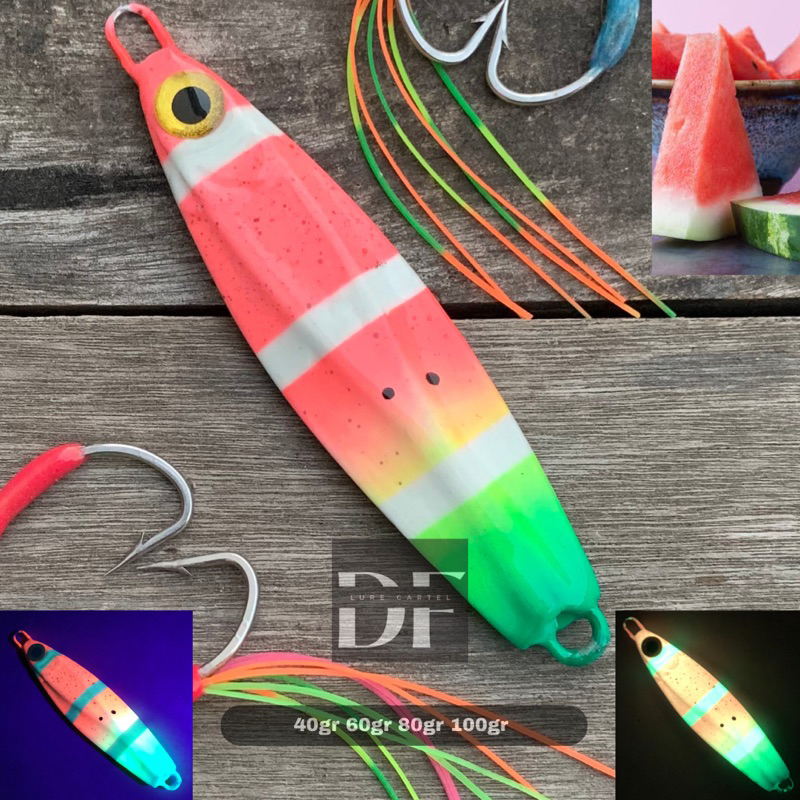 [Tanpa Assist] Metal Jig Coltsniper Semangka Full Glow 100gr 80gr 60gr 40gr