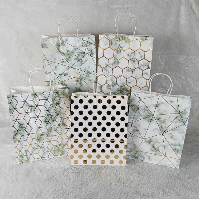 

Paper Bag Unicorn Polkadot Marble Paper Bag Hampers Kado