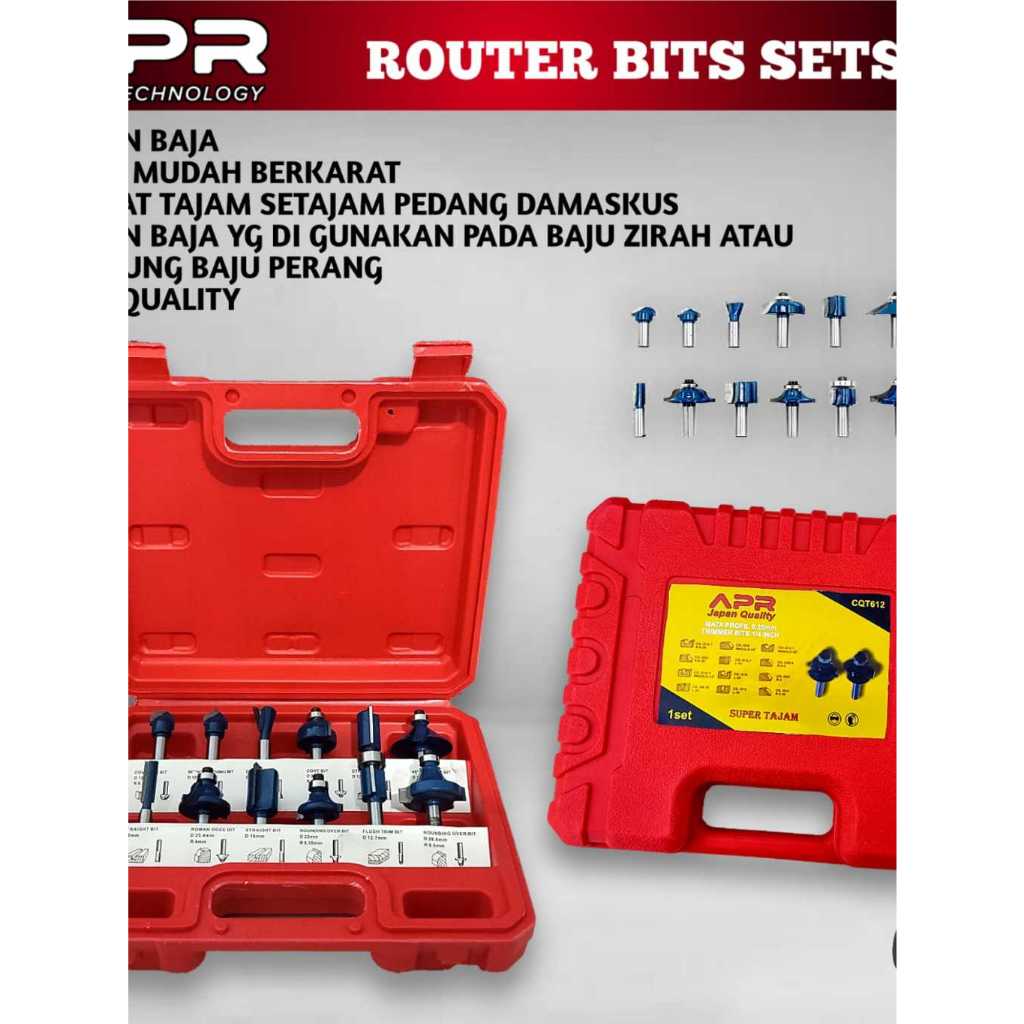 APR AP51 router mata profil kayu trimmer alat pertukangan rumah Jual Mata Trimmer Router Bit Set