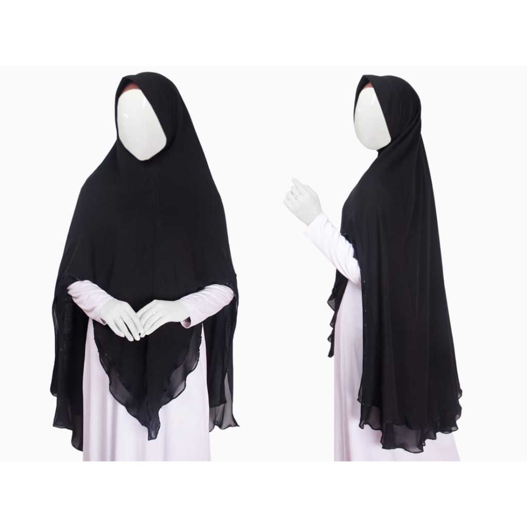 Khimar Syari 2 Layer Premium V Shape Series Through Airflow Jilbab Sifon Silky Terbaru