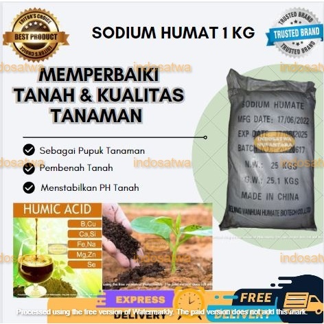 Asam Humat 1 Kg 90 %  Humic Acid Sodium Humate  Penyubur Pembenah Pupuk Organik Nutrisi Tanah