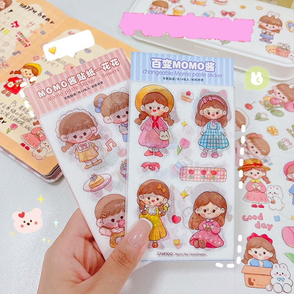 

1 set 14 lembar sticker karakter momo self portrait ootd lucu diy cute deco stiker jurnal kawai aesthetic HB1331