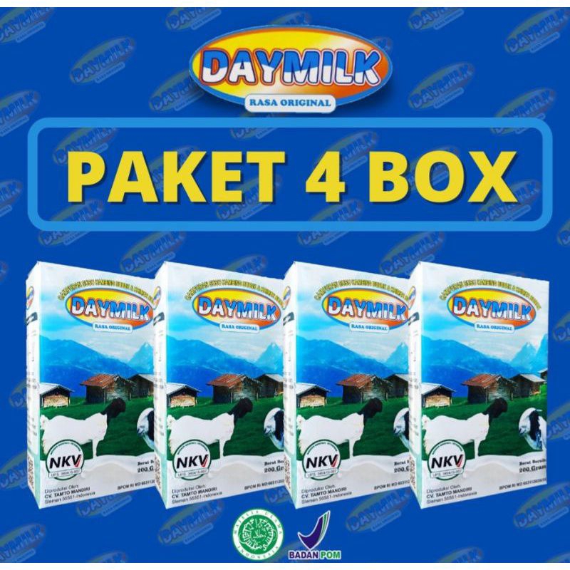 

PAKET 4 BOX Susu Daymilk Susu Kambing Etawa Bubuk Daymilk 200 Gram Susu Etawa Daymilk