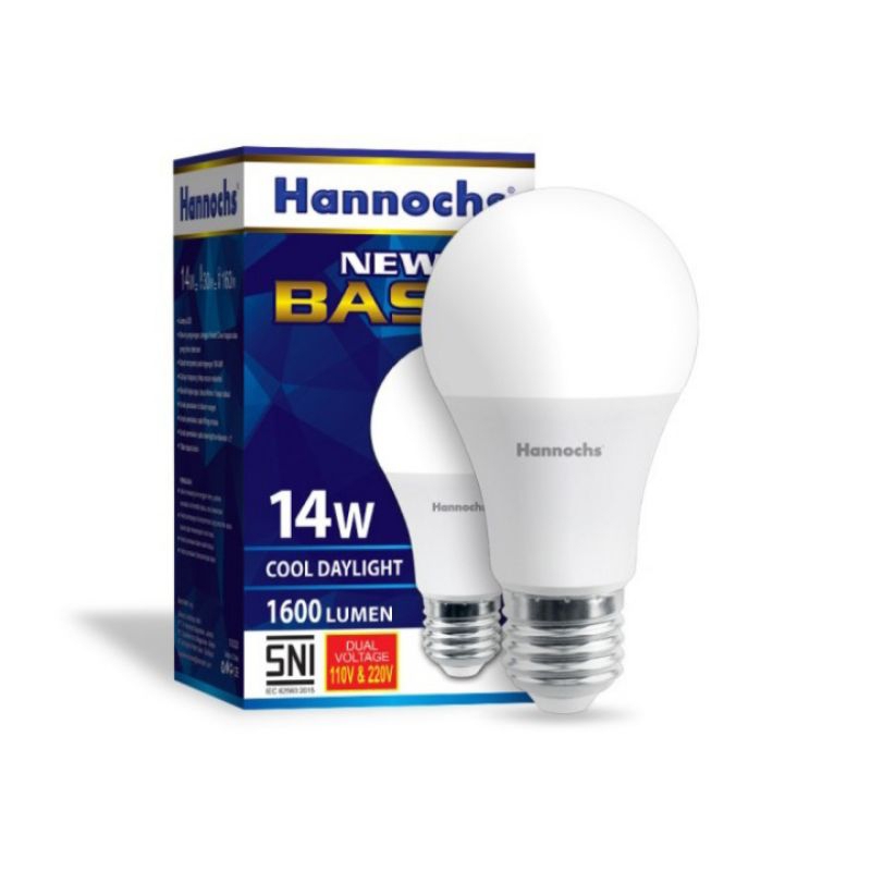 lampu bohlam led basic 14 watt hannochs cahaya putih