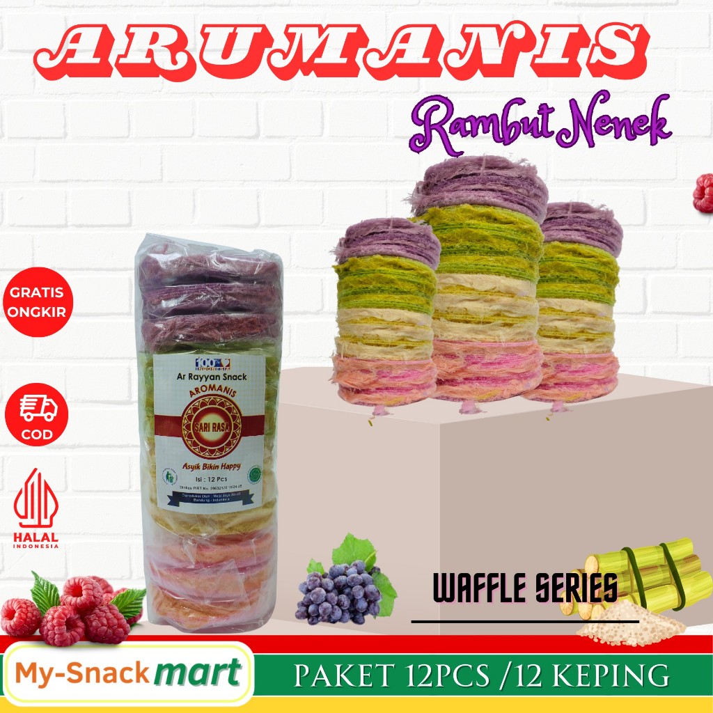 ARUMANIS RAMBUT NENEK GULALI WAFFER  MAKANAN JADUL/ JAJANAN KEKINIAN ISI 12 KEPING 150gr