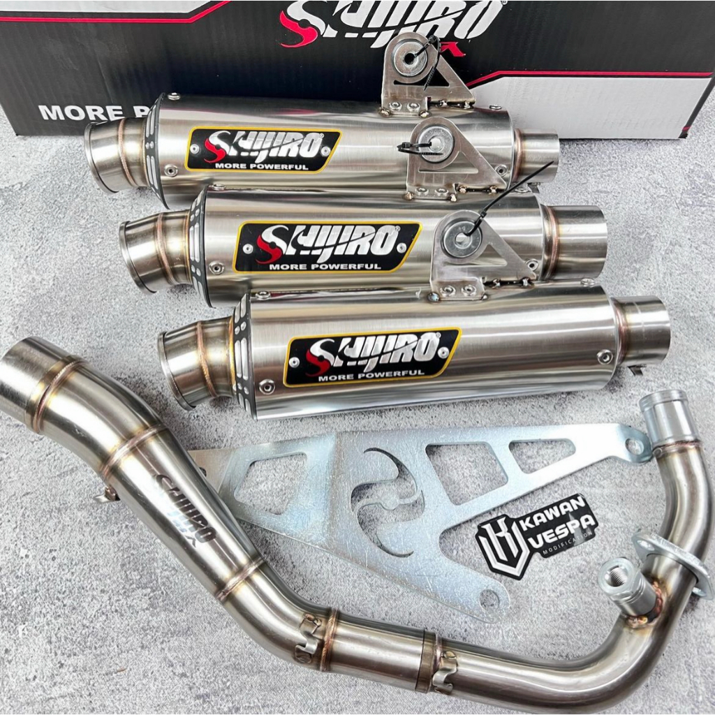 Knalpot Shijiro M3 Long inlet 38mm Vespa Sprint prima s125 LX 3v iget