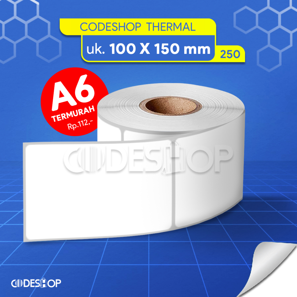 

Codeshop Stiker Label Thermal ECO 100 x 150 mm A6 isi 250 Pcs