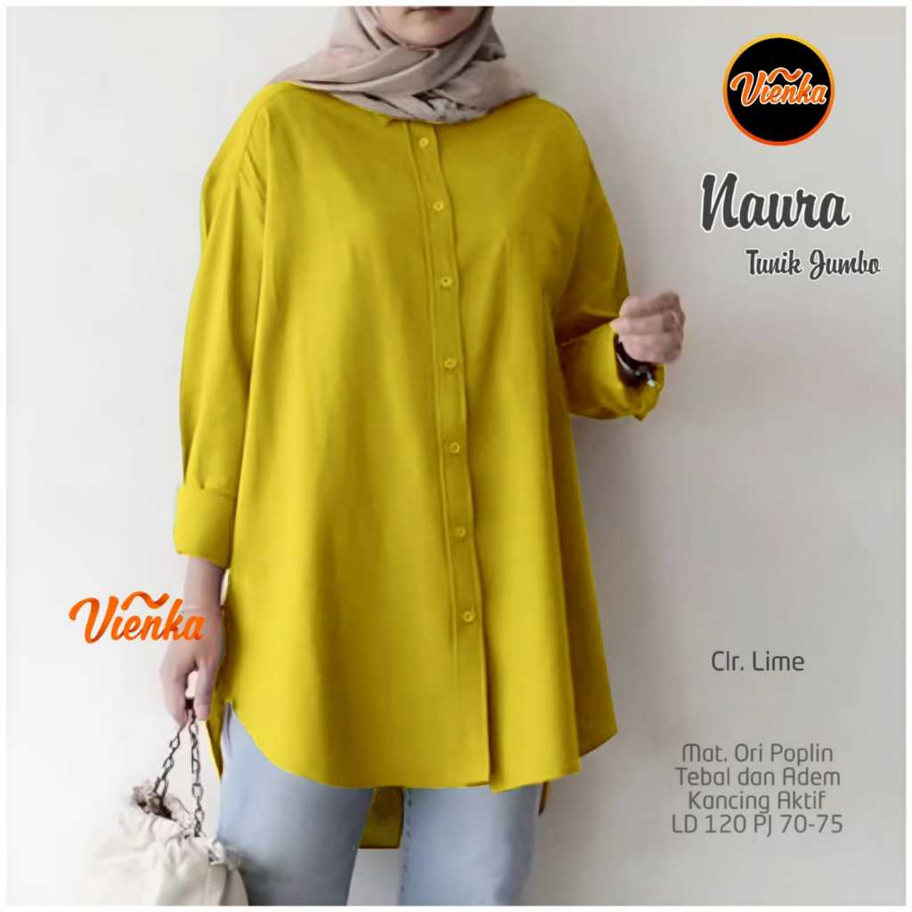 NAURA TUNIK JUMBO KATUN ORI POPLIN LD 120 XXL