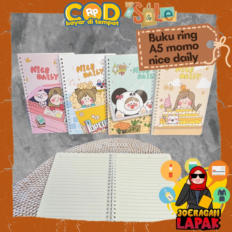 

⭐️JOERAGAN LAPAK⭐️BUKU RING A5 NICE DAILY BINDER NOTES KARAKTER LUCU MOMO TULIS CATATAN
