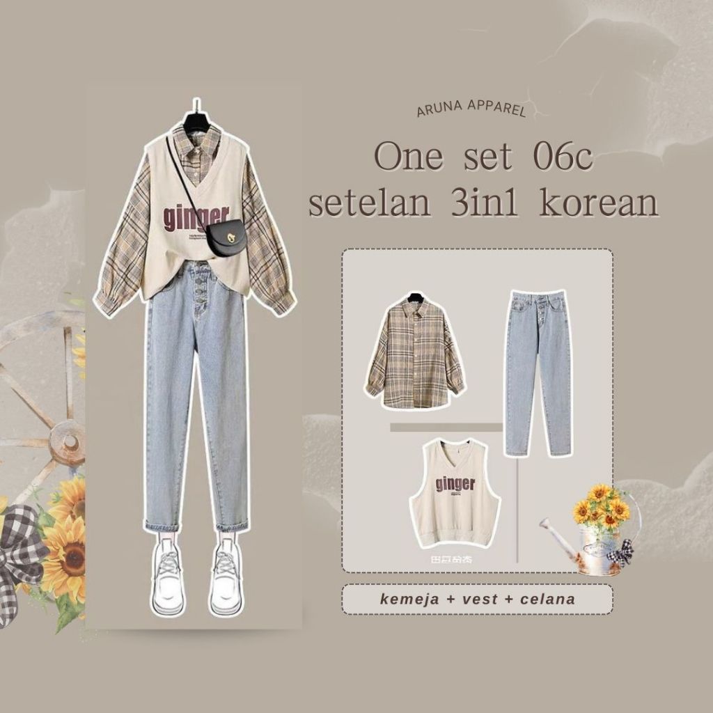 One Set Ginger 06c - setelan Korean Style, OOTD, Cewek Bumi, Outfit Casual