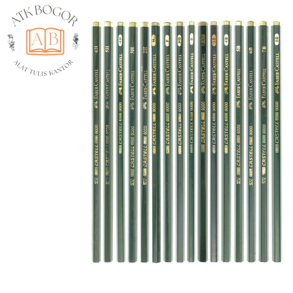 

Faber Castell Pensil Tulis Menggambar Sketsa Lengkap Semua Ukuran Graphite Pencils 9000 6H / 5H / 4H / 3H / 2H / H / F / HB / B / 2B / 3B / 4B / 5B / 6B / 7B / 8B - Isi 1 Pack / 12 Pcs