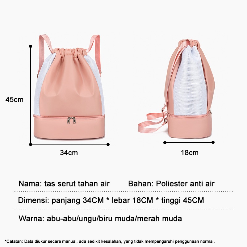 Tas Punggung Wanita Berbahan Kain Oxford, Dilengkapi dengan Tali Serut, Kapasitas Besar, Cocok untuk Liburan