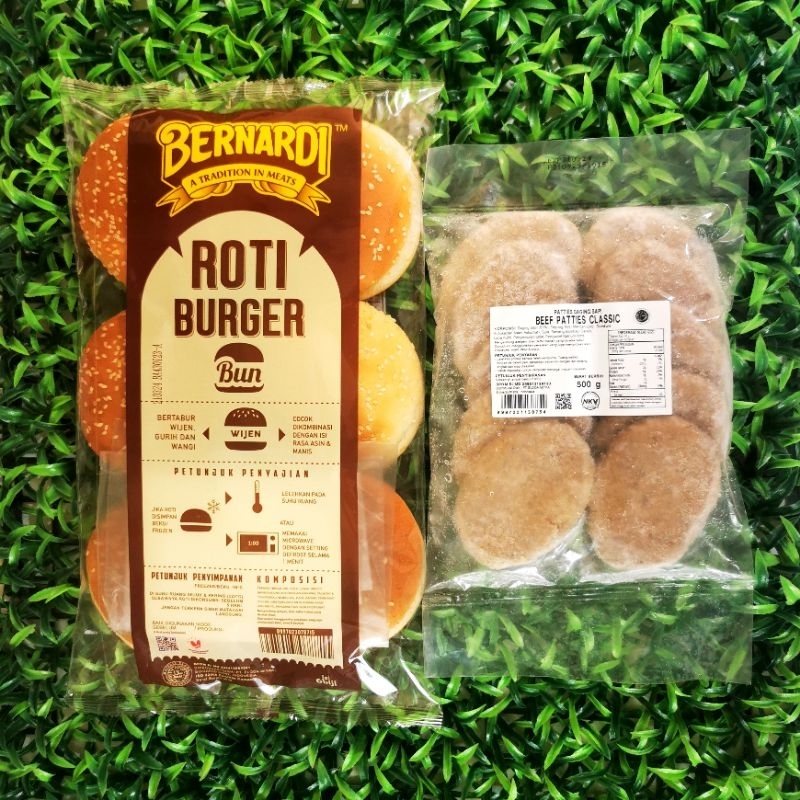 

Paket Burger Beef Patties Classic Bernardi - Roti Burger Besar Isi 6 & Beef Patties Classic Isi 10