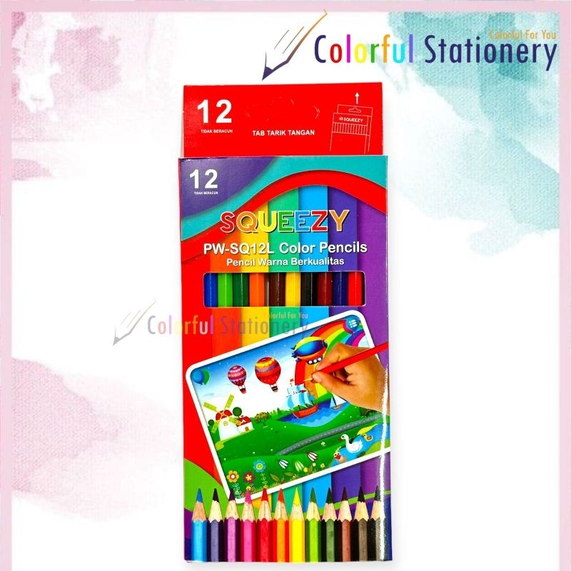 

Pensil Warna SQUEEZY Panjang 12 Warna SQ-12L