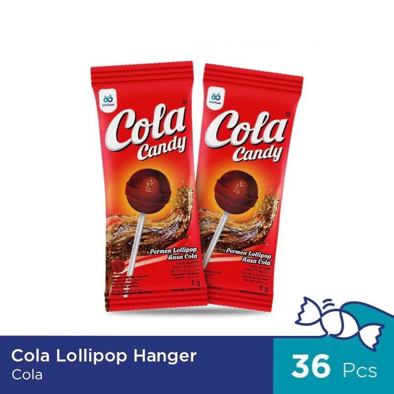 

Cola Candy Lollipop Hanger (1 Bag Isi 36pcs) - Permen Lollipop Rasa Cola
