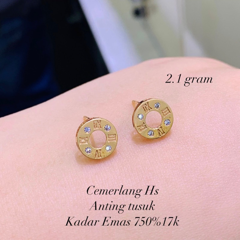 anting tusuk emas 750%17k