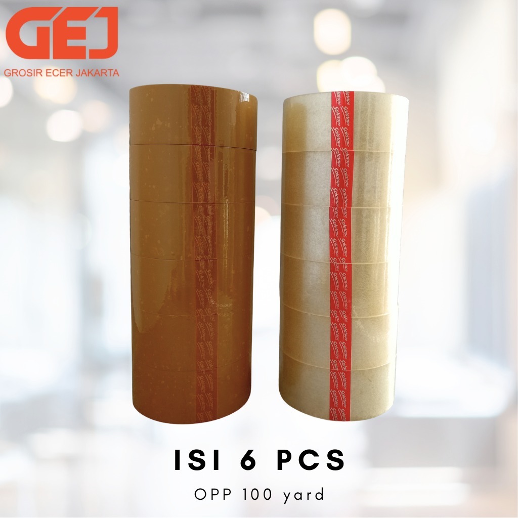 

4ds! 6 PCS - Lakban Solatape Bening / Coklat 2inch 45mm x 100yard !! 1 SLOP