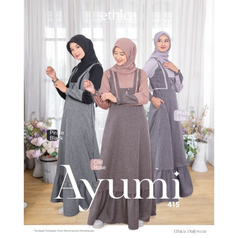 TERMURAH | BEST SELLER | DRESS GAMIS CASUAL FORMAL DAILY AYUMI 415 BY ETHICA ELFA | OLD ROSE | MISTY