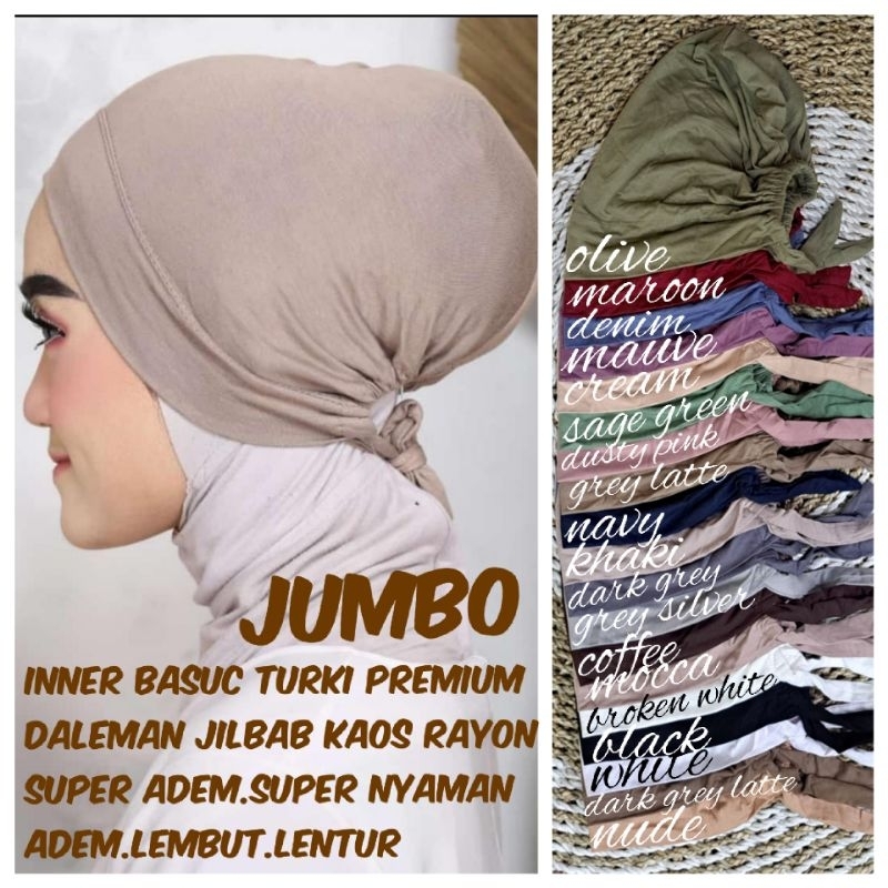 Ciput turki/inner basic turki kaos rayon super premium(adem.lembut.anti pusing) jumbo size (ukuran b