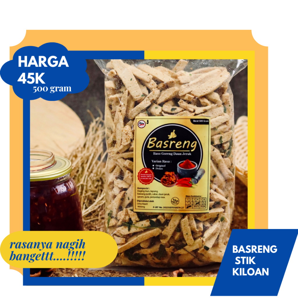 

Basreng stik ori/Basreng stik pedas daun jeruk |kiloan 500gram| |Bumbu cikruh|