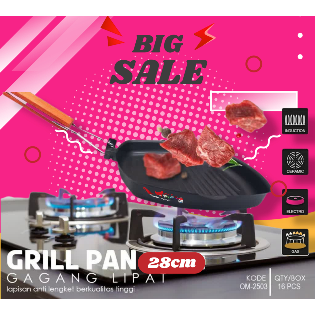 Home Panci Panggang Square Grill Pan 20Cm Foldable Wajan Anti Lengket Teflon BBQ Bentuk Kotak Panci Pemanggang Bakaran