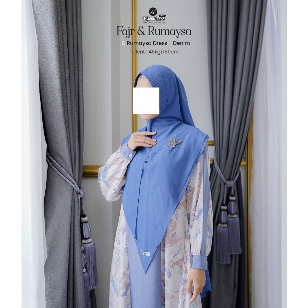 Rumaysa Dress by Urfimutiyaro Style baju gamis wanita dewasa denim XXL bahan Lady Rose