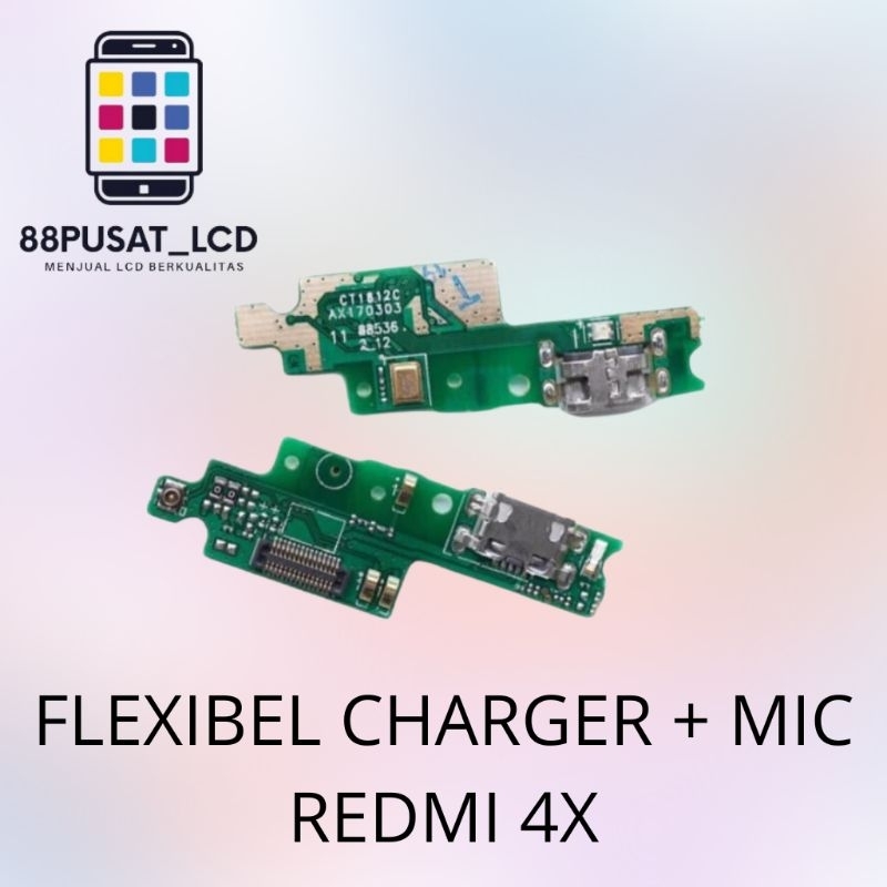 FLEXIBEL CHARGER /KONEKTOR CHARGER + MIC REDMI 4X ORIGINAL