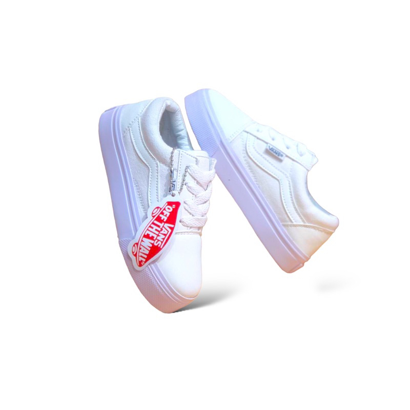 sepatu anak laki laki & sepatu anak perempuan sepatu anak vans full putih - bonus kaus kaki .