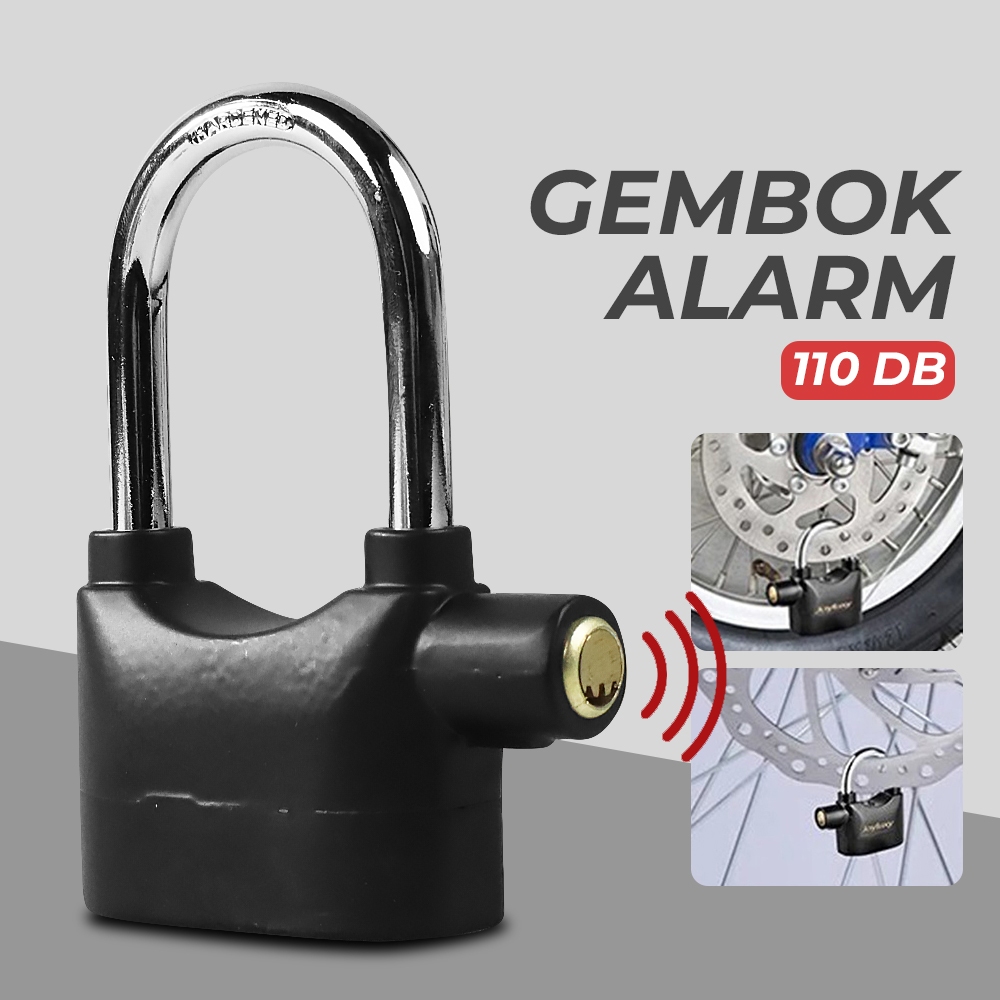 Kunci Gembok cakram Ban motor gembok Alarm padlock getar Ring Panjang Sepeda Pagar Pintu Getar Bunyi
